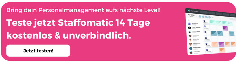 Staffomatic Firmen App kostenlos 14 Tage testen Banner