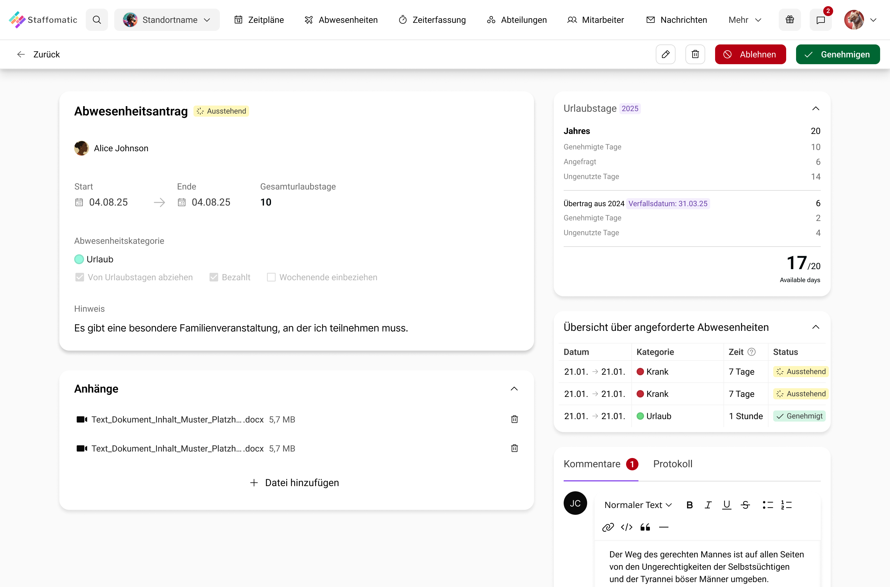 2.0 Relaunch Abwesenheiten Urlaubsplaner