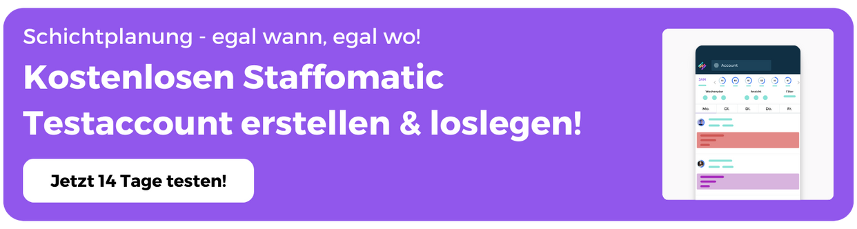 Staffomatic Dienstplan App kostenfrei testen Banner