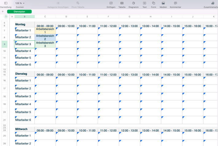 Kostenfreie Dienstplanung mit einer Excel-Vorlage