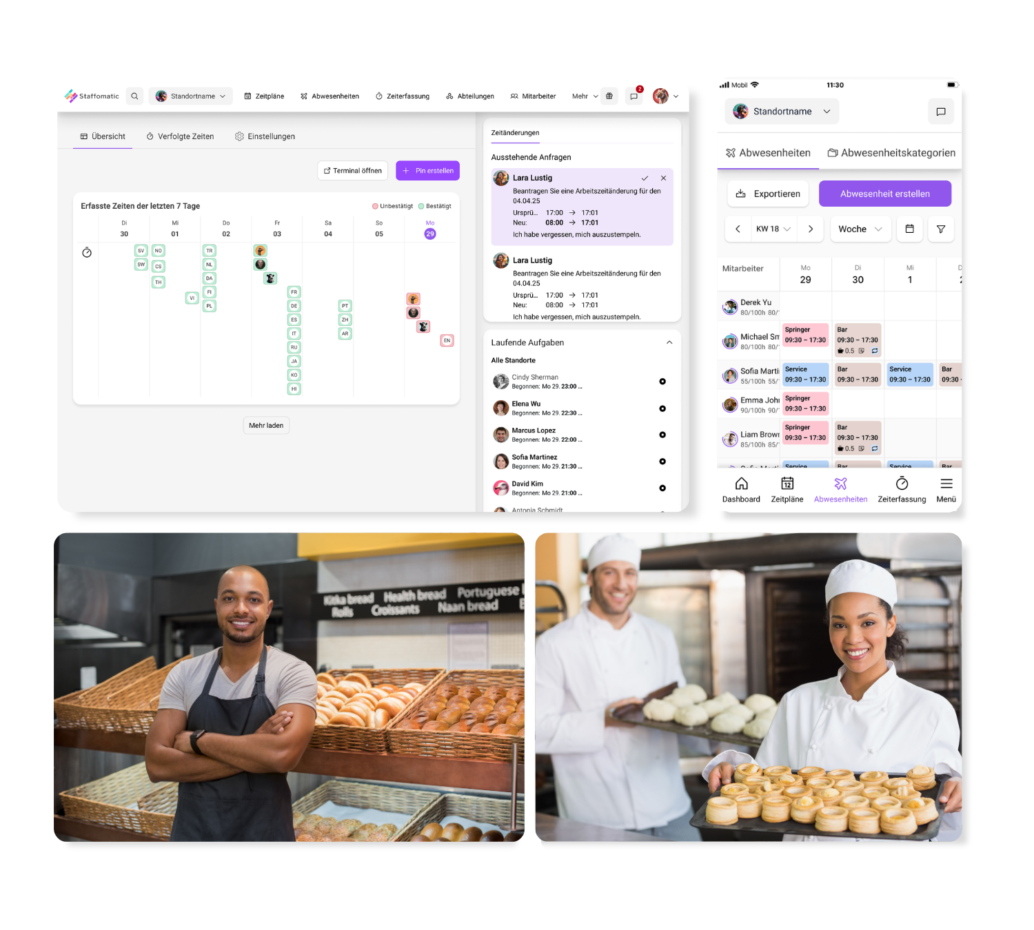 2.0 Relaunch  Collage Bäckerei Mitarbeiter