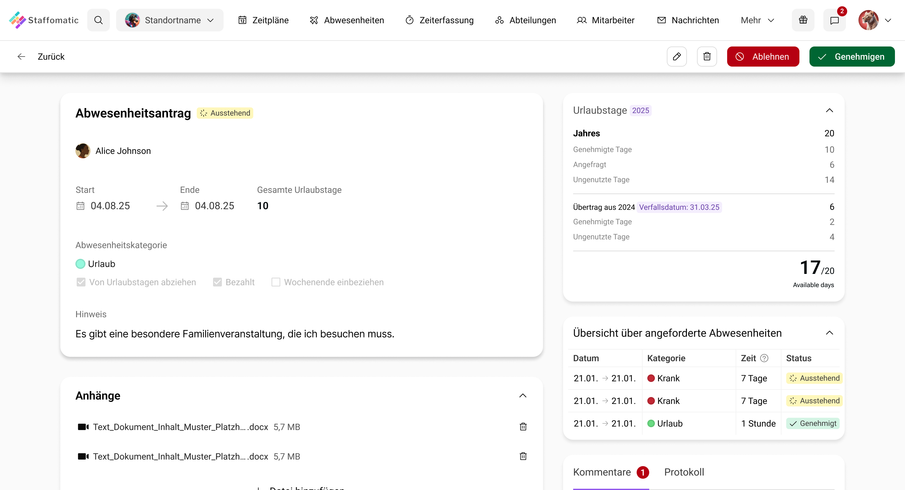 2.0 Relaunch Abwesenheiten - 2