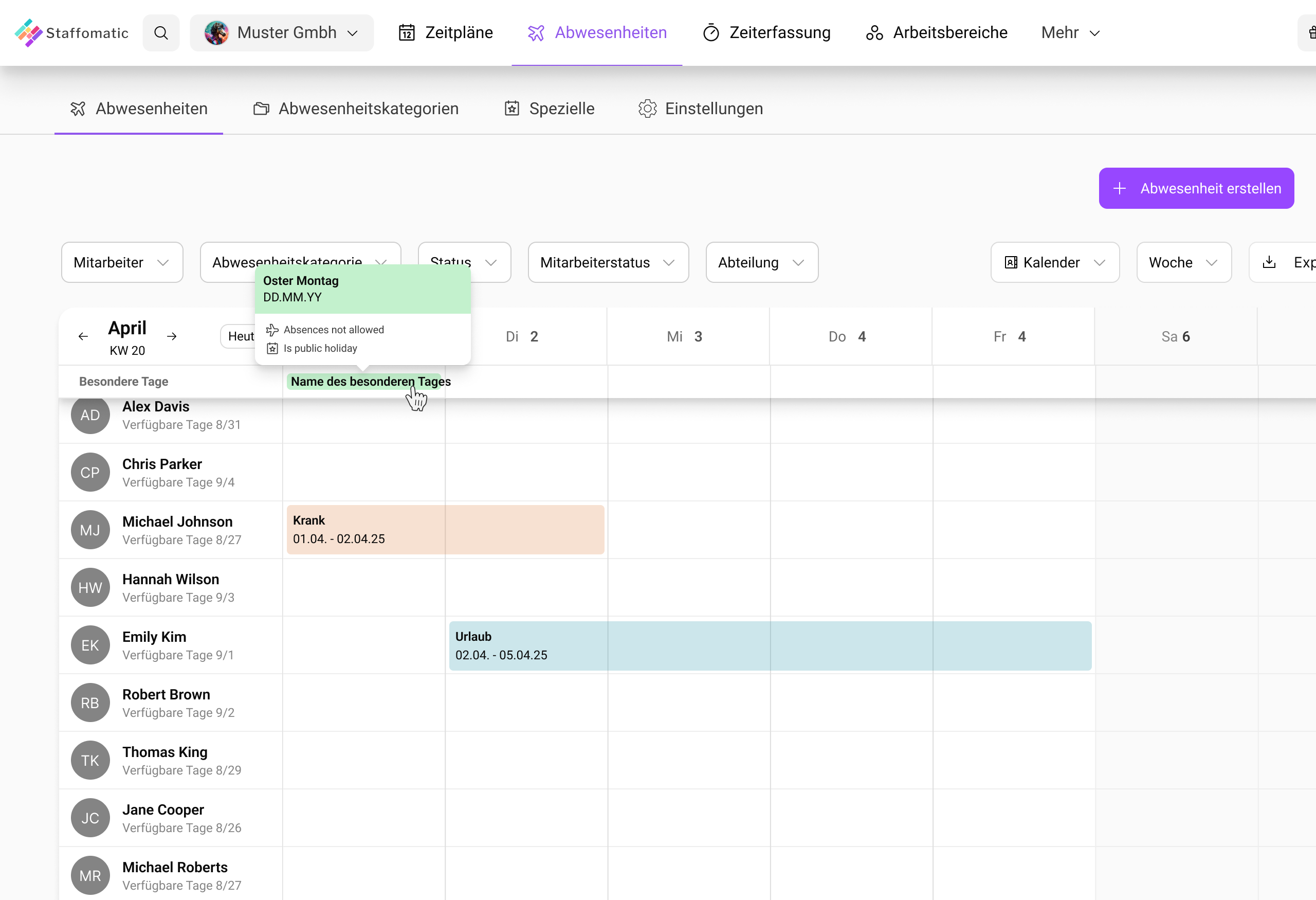 2.0 Relaunch Abwesenheiten