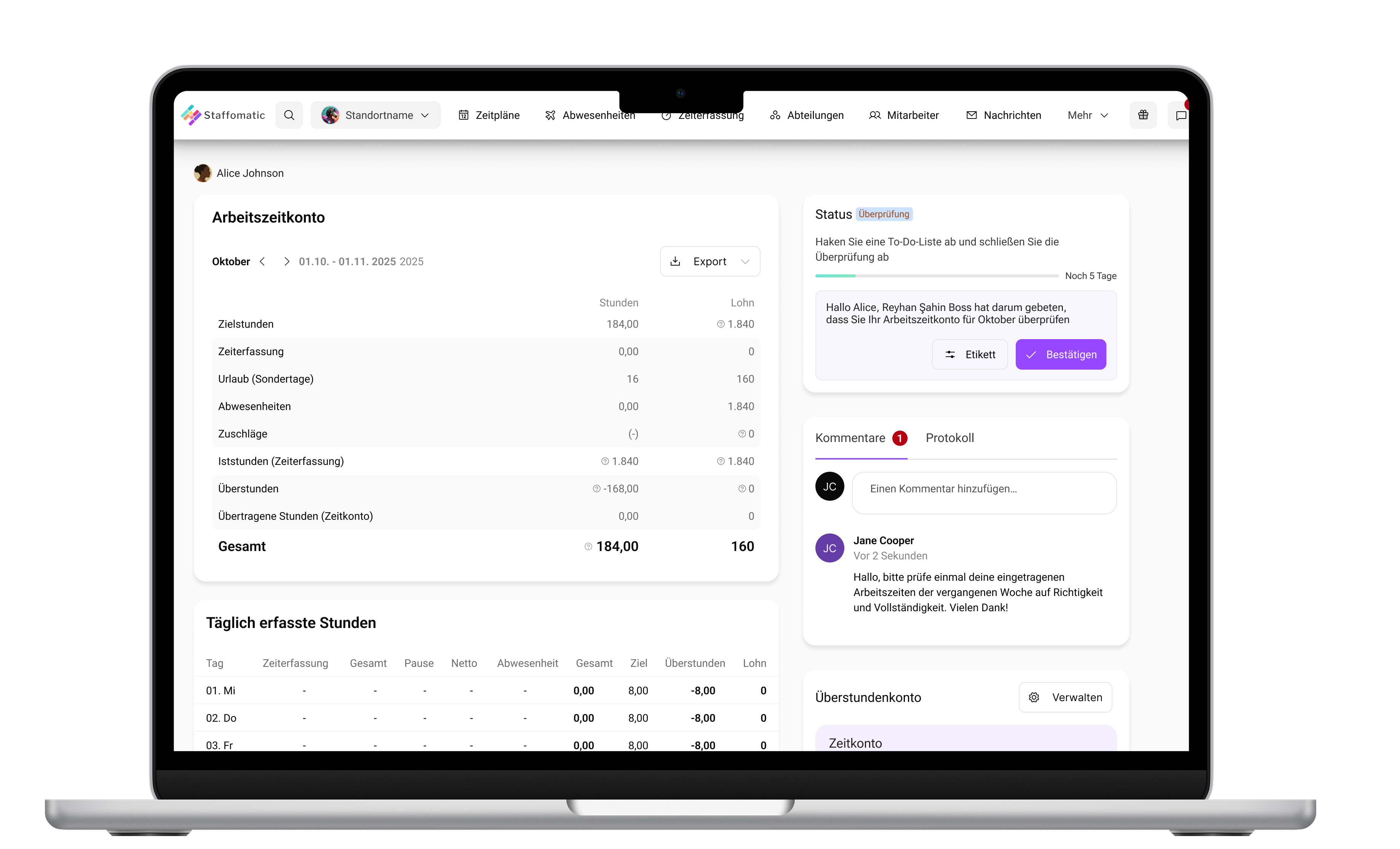 2.0 Relaunch Arbeitszeitkonto Mockup Desktop