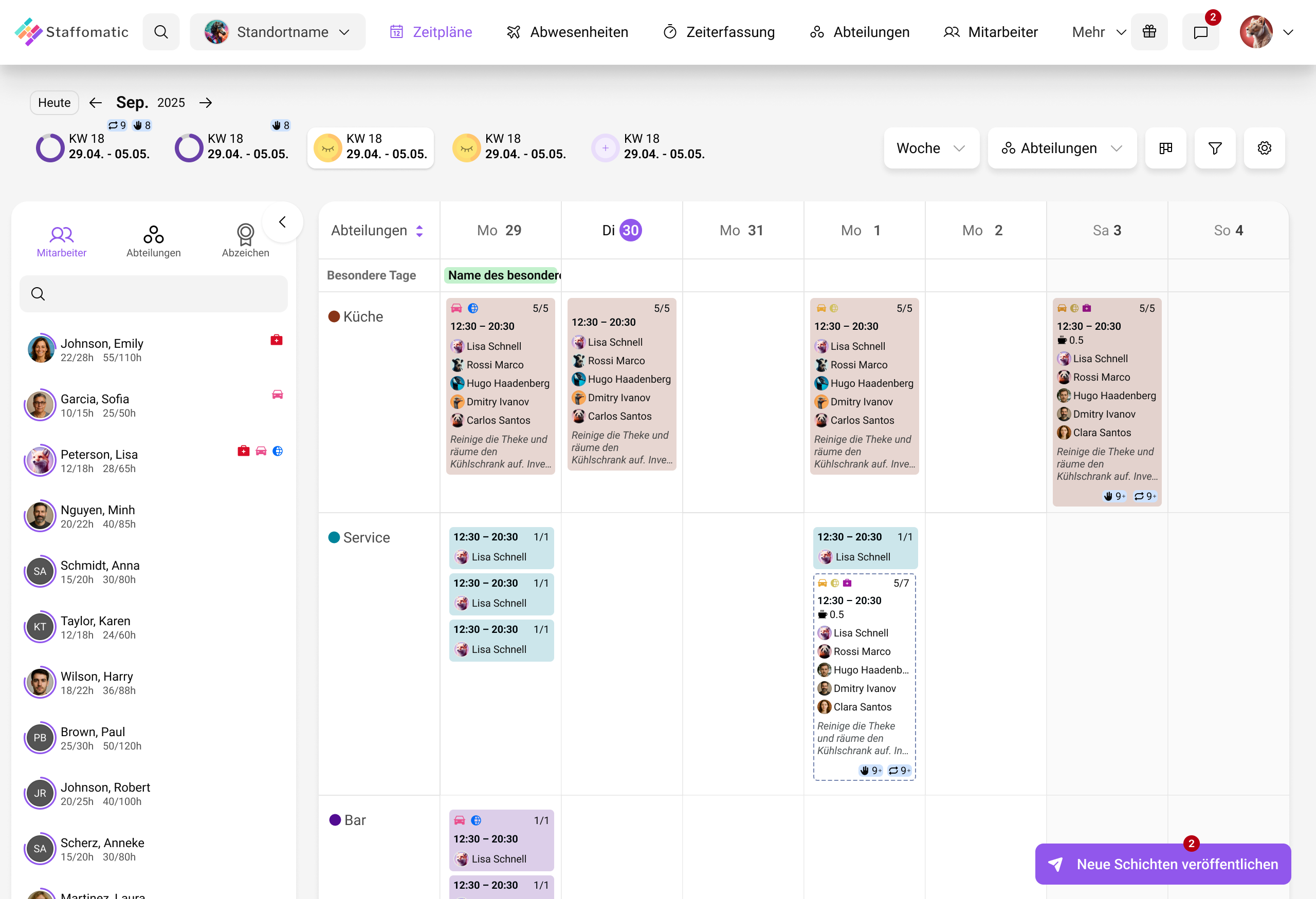 2.0 Relaunch Wochenplan