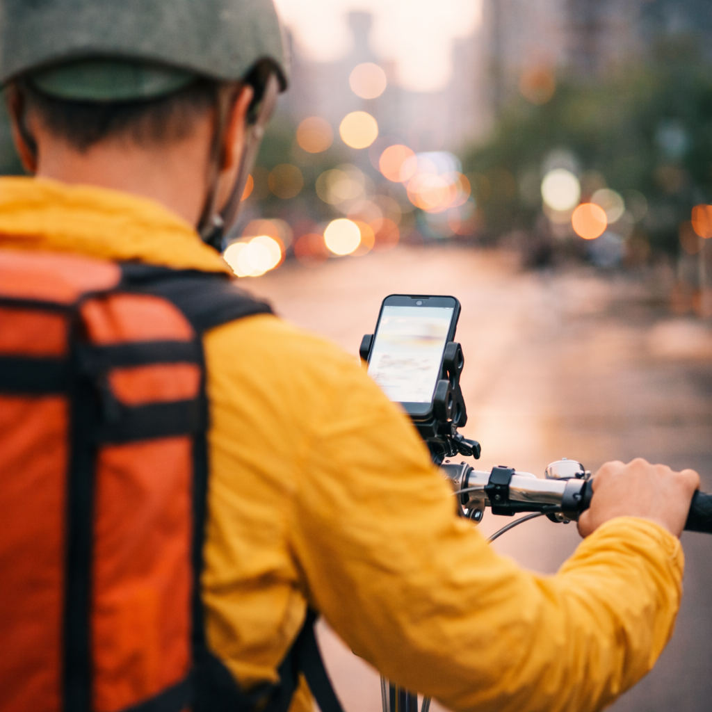 bike fahrrad kurier delivery mood stock