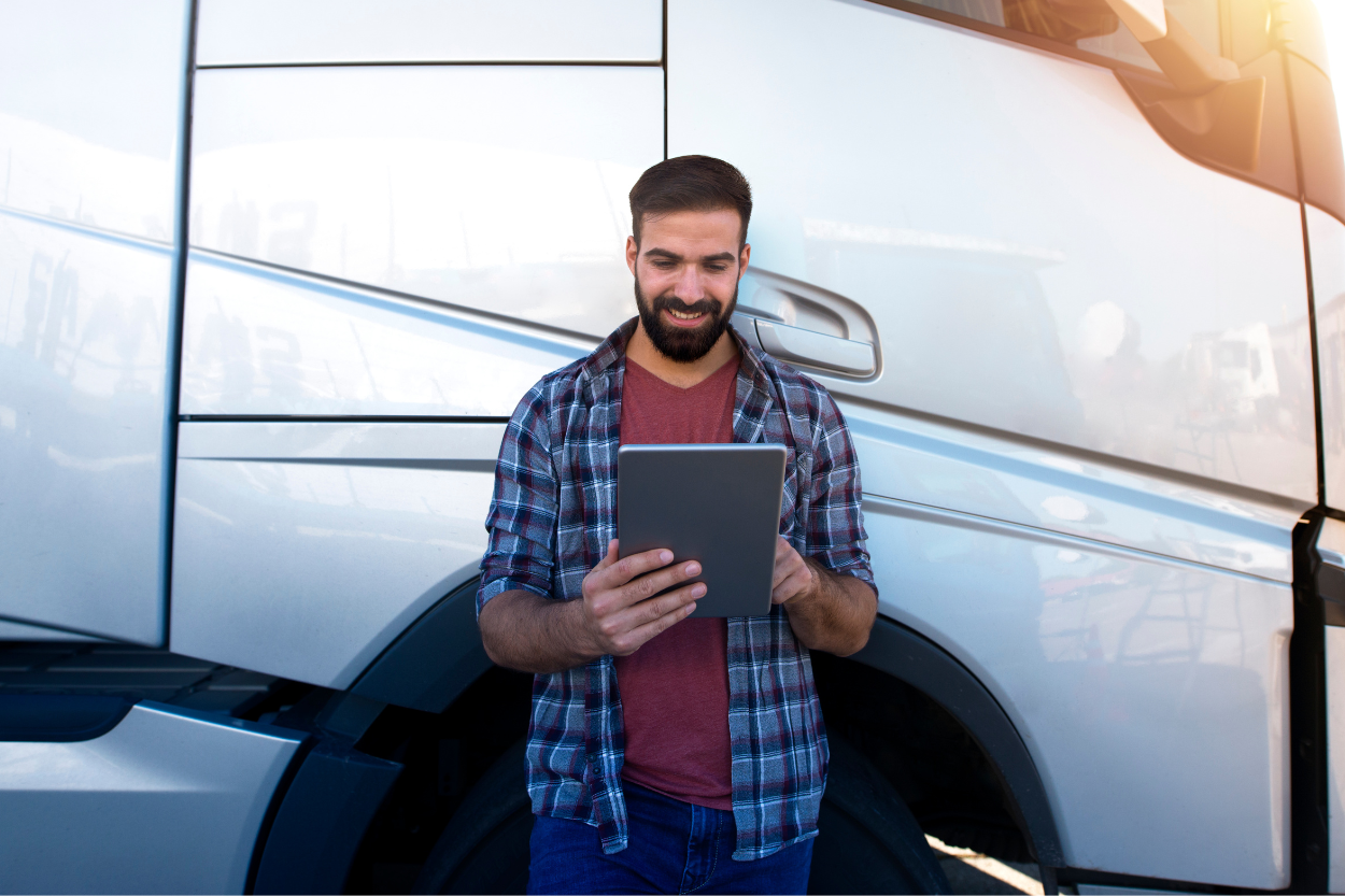 mood stock lkw fahrer außendienst tablet