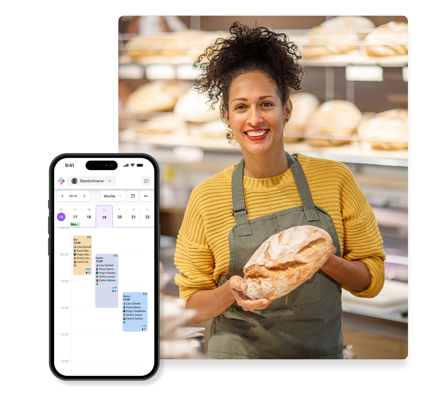 Mitarbeiterin sieht ihre Schichten in der Staffomatic App